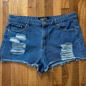 Indigo Rein Blue Ripped Denim Women's Shorts Size 15/31